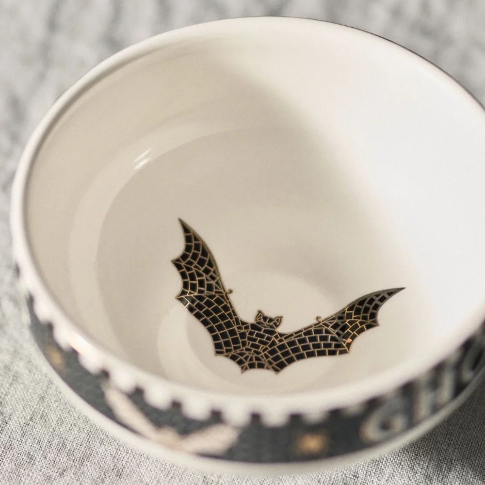 Anthropologie Black and White Halloween Dinnerware Collection